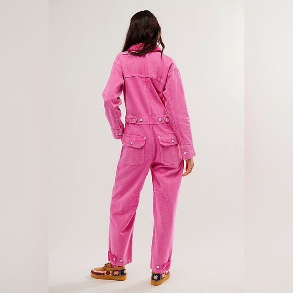 Free People Geronimo Jumpsuit Coverall We The Free - PINK -  XS - NWOT - Picture 5 of 9